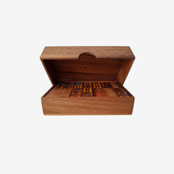 Domino Spiel in Holzdose