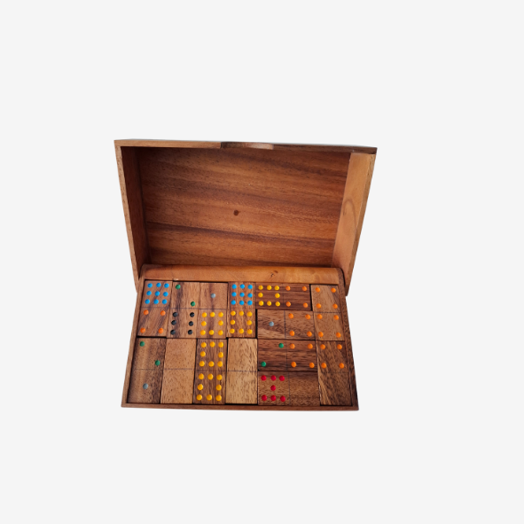 Domino Spiel in Holzdose