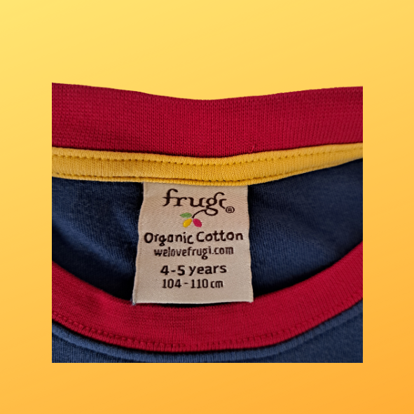 Frugi Shirt langarm blau mit Wal, Größe 104 - 110 (gebraucht)