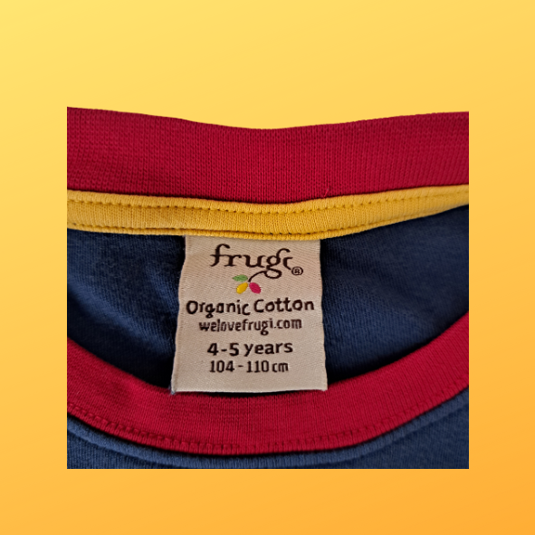 Frugi Shirt langarm blau mit Wal, Größe 104 - 110
