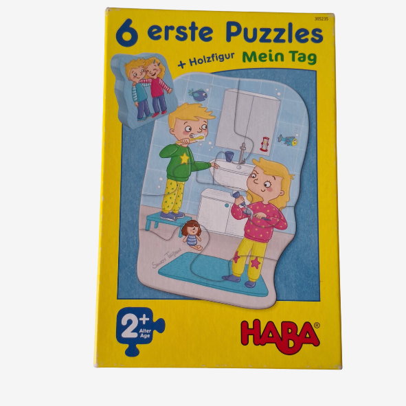 HABA 6 erste Puzzles + Holzfigur Mein Tag