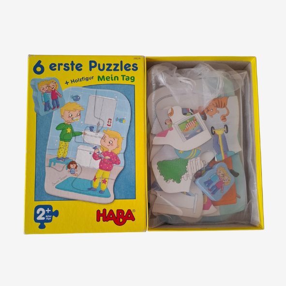 HABA 6 erste Puzzles + Holzfigur Mein Tag