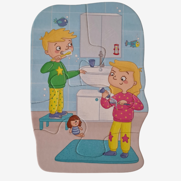 HABA 6 erste Puzzles + Holzfigur Mein Tag