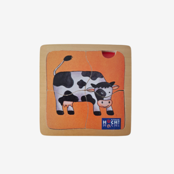 Huch & Friends 2 kleine Holz Puzzles Kuh und Schaf