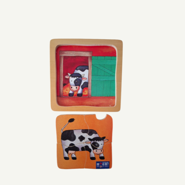 Huch & Friends 2 kleine Holz Puzzles Kuh und Schaf