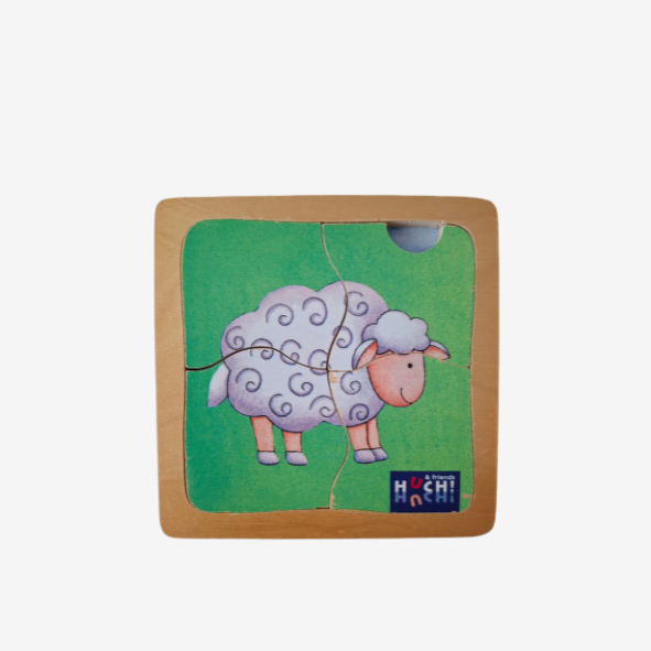 Huch & Friends 2 kleine Holz Puzzles Kuh und Schaf