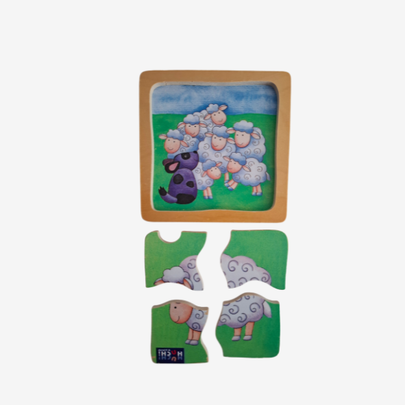 Huch & Friends 2 kleine Holz Puzzles Kuh und Schaf