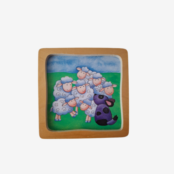 Huch & Friends 2 kleine Holz Puzzles Kuh und Schaf