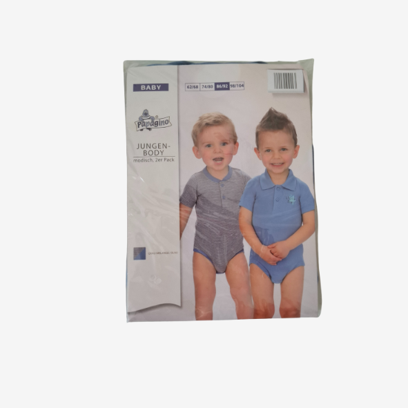 Papagino Jungen Body Kurzarm 2er-Set, Größe 86-92
