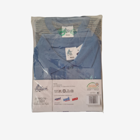 Papagino Jungen Body Kurzarm 2er-Set, Größe 86-92