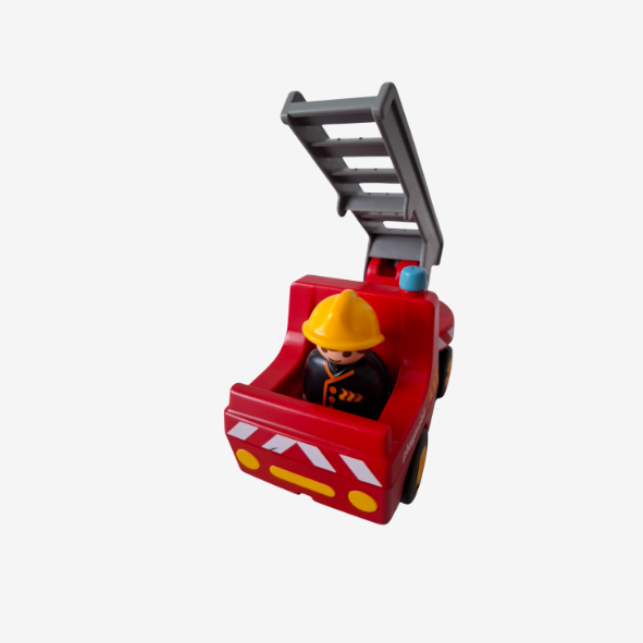 Playmobil Feuerwehrleiterfahrzeug Geobra 1990 + Feuerwehrmann