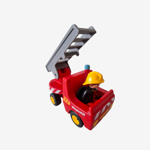 Playmobil Feuerwehrleiterfahrzeug Geobra 1990 + Feuerwehrmann