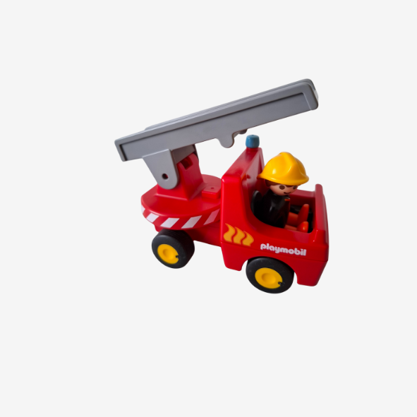 Playmobil Feuerwehrleiterfahrzeug Geobra 1990 + Feuerwehrmann