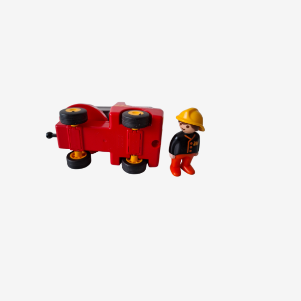 Playmobil Feuerwehrleiterfahrzeug Geobra 1990 + Feuerwehrmann