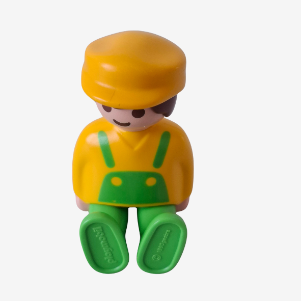 PLAYMOBIL Bauarbeiter mit gelber Mütze und grüner Latzhose 1990 Geobra