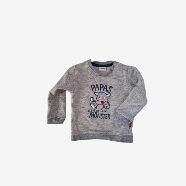 Salt and Pepper langarm Sweatshirt grau mit Monster, Größe 80