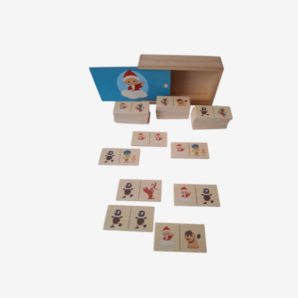 Sandmännchen Domino in Holzkiste