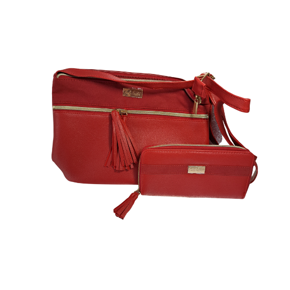 Handtasche rot mit Geldbörse