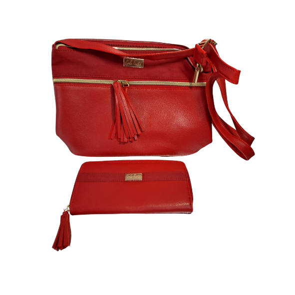 Handtasche rot mit Geldbörse