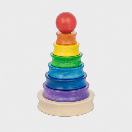 Holzturm Regenbogenblöcke  – Kreis mit Vertiefung