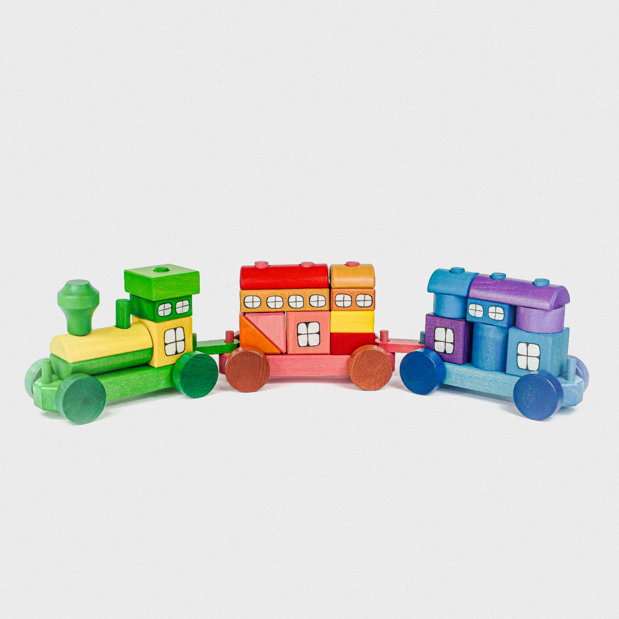 Tarnawa Toys Holz-Zug aus farbigen Blöcken