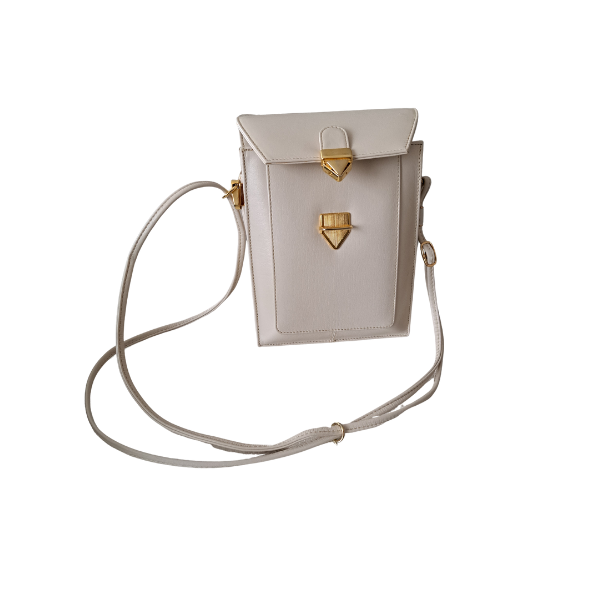 Schultertasche klein beige